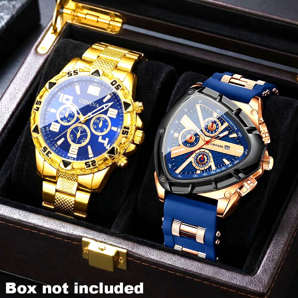 Smartwatch Watches Birthday Gift For Men - 2 Adet Erkek Modası Lüks Yuvarlak