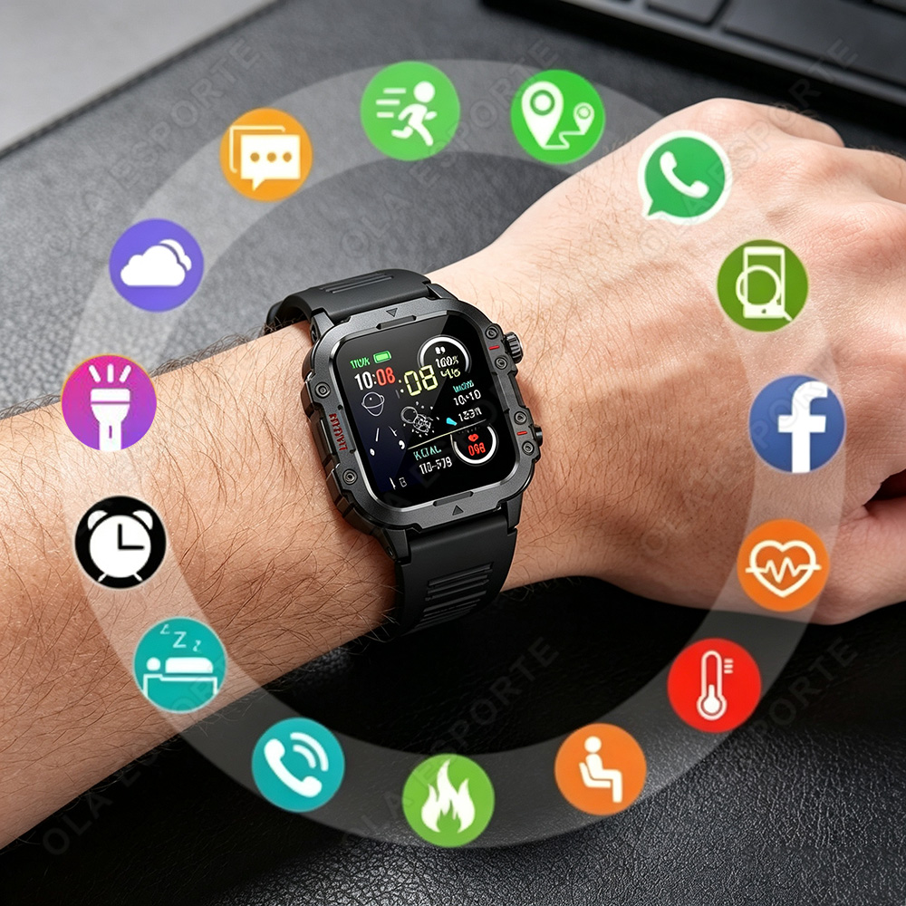 2026 Sağlam Askeri Akıllı Saat - Smartwatch Rugged Watches For Men incelemesi ve fiyatı