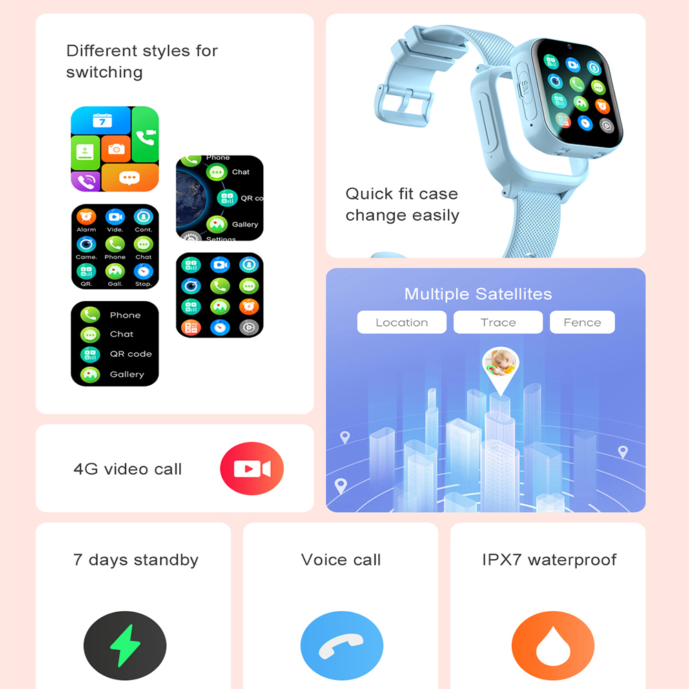 Akıllı saat Çocuklar 4G GPS WI - Smartwatch Watches For Kid Girl incelemesi ve fiyatı