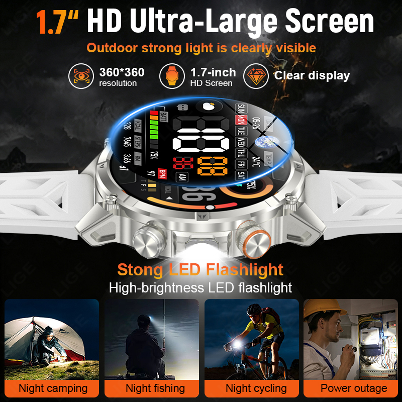 LIGE Yeni Sağlam Dış Mekan Erk - Smartwatch Rugged Watches For Men incelemesi ve fiyatı