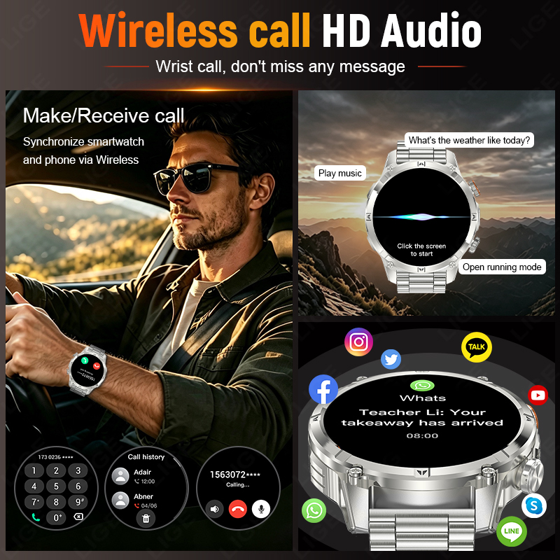 LIGE Yeni Sağlam Dış Mekan Erk - Smartwatch Rugged Watches For Men incelemesi ve fiyatı