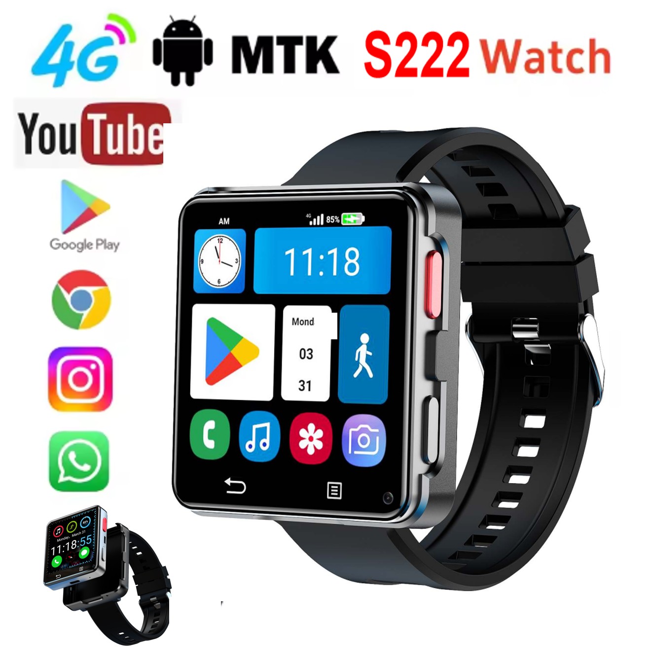 S222 Akıllı Saat 4G SIM Kart 4 - Smartwatch I Watches incelemesi ve fiyatı