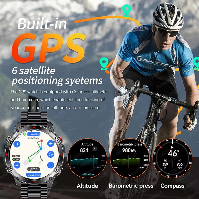 Askeri 540mAh GPS akıllı saat  - Smartwatch Military Watches For Men incelemesi ve fiyatı