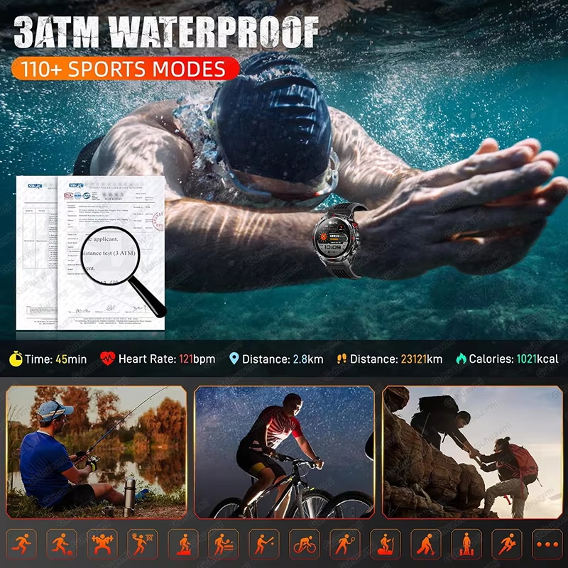 Askeri 540mAh GPS akıllı saat  - Smartwatch Military Watches For Men incelemesi ve fiyatı